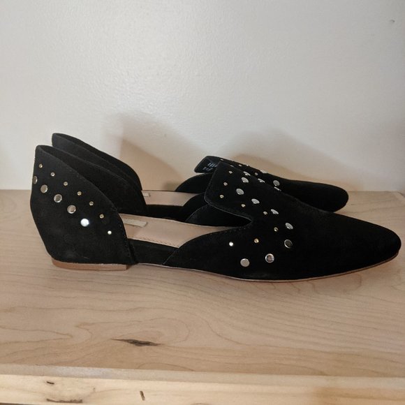 H&M Studio Black Suede Slip On Studded Flats - Picture 2 of 4